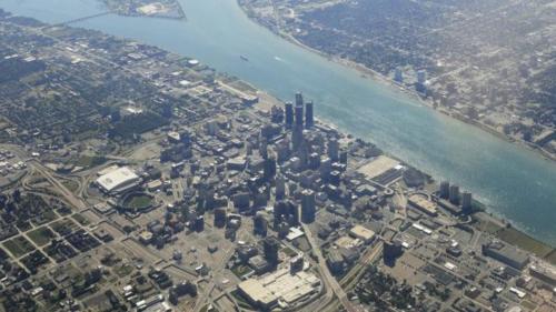Aerial View of Downtown Detroit